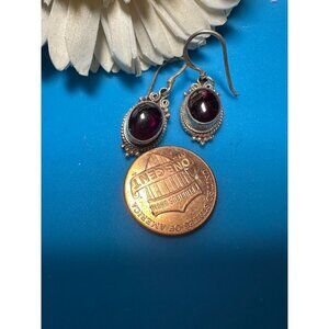 Sterling Silver Red Glass Earrings